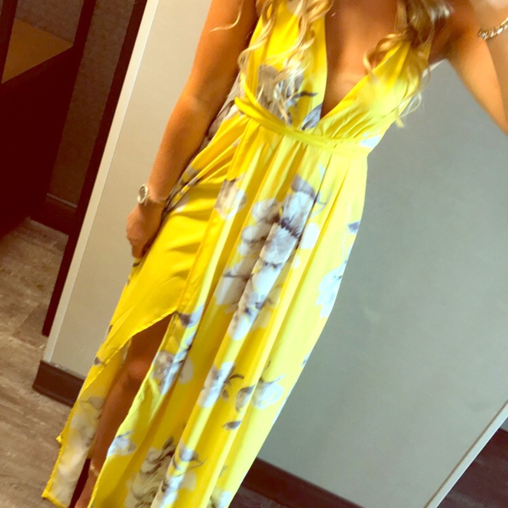 Long Yellow Floral Dress